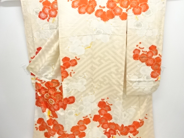 JAPANESE KIMONO / ANTIQUE FURISODE / SILK / EMBROIDERY / UME